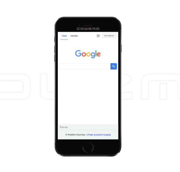 A shot of google on a mobile phone using Mobile Phone Emulator