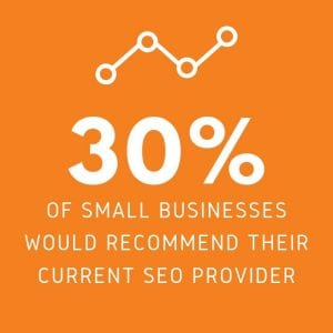 30% of small businesses would recommend their current seo provider