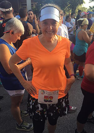 Pam attending a race event for runners